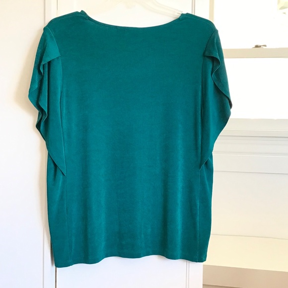 CHICO’S Travelers Flutter Sleeve V Neck Blouse Top Green Teal Size X-Large 16 - Picture 6 of 16